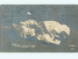 rppc Pre-1907 KITTEN CAT TAKING A NAP AC8113
