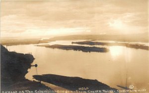 Columbia River Highway Oregon 1920s RPPC Real Photo Postcard Sunset Over River