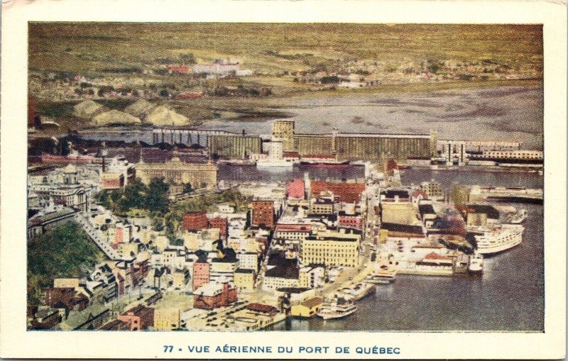 Vue Aerienne Du Port De Quebec Lorenzo Audet Unposted Vintage Aerial Postcard 