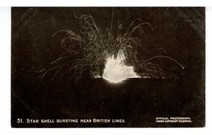 WWI - Star Shell Bursting Near British Lines