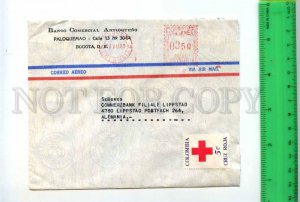414801 COLOMBIA to GERMANY Commerzbank 1969 Postage meter real posted air mail