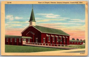 Cambridge Ohio 1940s Postcard View Of Chapel Fletcher General Hospital