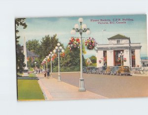 Postcard Flower Baskets C.P.R. Building Victoria Canada