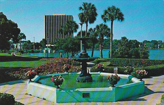 Flowers Trees And Fountain Lake Eola Orlando Florida