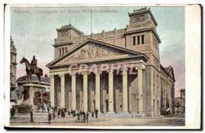 Old Postcard Aachen Stadttheater mit Kaiser Wilhelm Denkmal