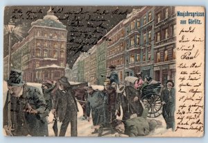 Saxony Germany Postcard New Year's greetings from Görlitz 1905 Antique Posted