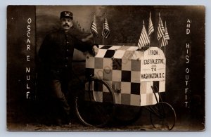 J93/ East Palestine Ohio RPPC Postcard c10 Oscar E Nulf Bicycle Patriotic 41