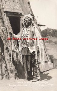 Native American Pueblo Indian O-Yegy-on't-Ya, RPPC, Garden of the Gods, Colorado