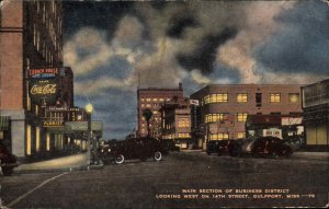 Gulfport Mississippi MS Business District Coca Cola Advertising Vintage Postcard 