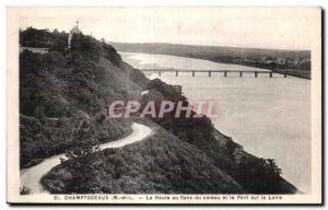 Old Postcard Champtoceaux the road on the hillside and the bridge over the Loire