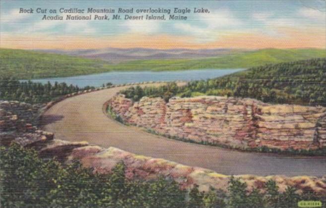 Maine Mt Desert Island Rock Cut On Cadillac Mountain Road Acadia National Par...