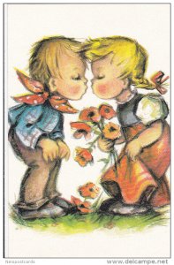 AS: Bonnie, Little Boy and Girl About to Kiss, Little Girl Holding a Flower B...