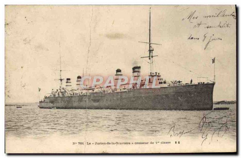 Old Postcard The Jurien de la Graviere first class cruiser boat