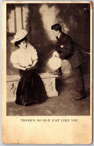 Theres No One Just Like You, 1909 Romantic Courting Couple Sepia Studio Postcard