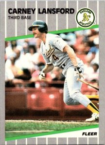 1989 Fleer Baseball Card Carney Lansford Oakland Athletics sk2829