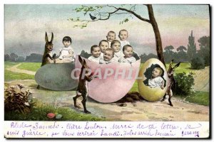 Old Postcard Bunny Rabbits Children