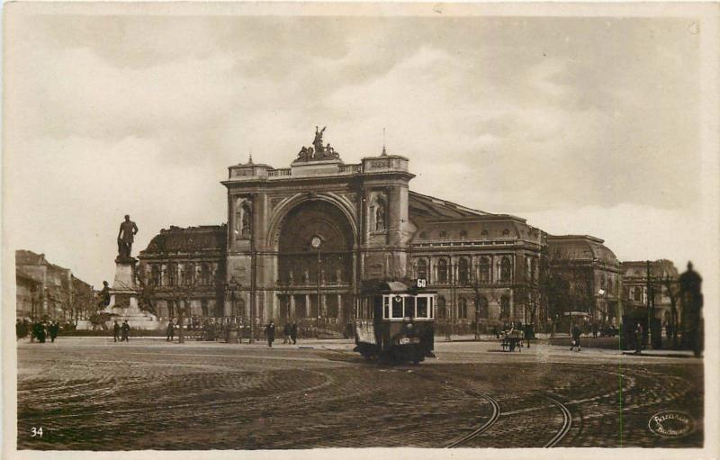 Hungary Budapest Eastern Terminus Train Station tramway vintage photo postcard