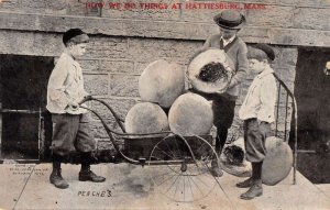 Hattiesburg Massachusetts Children with Peaches Exaggeration Postcard AA33105