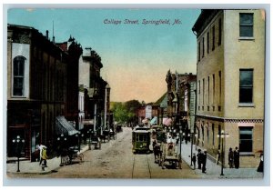 c1910s College Street Business Section Springfield Missouri MO Unposted Postcard