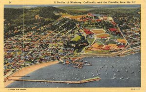 CA, California   MONTEREY PENINSULA & PRESIDIO~Aerial View   c1940's Postcard