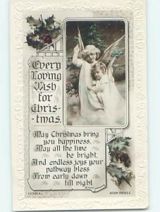 Pre-Linen christmas ONE ANGEL HUGGING ANOTHER ANGEL HQ6851