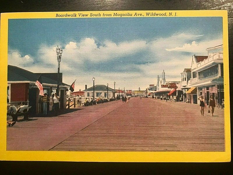 Vintage Postcard 1930-1945 Boardwalk Magnolia Avenue Wildwood New Jersey