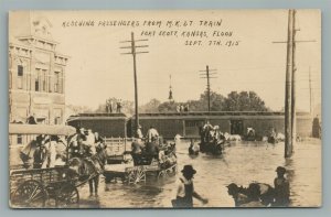 FORT SCOTT KS RESCUING PASSENGERS FROM TRAIN ANTIQUE REAL PHOTO POSTCARD RPPC