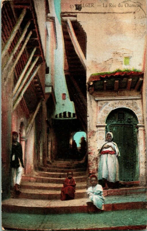 Vtg Postcard 1910 Alger Algers Algeria La Rue du Chameau Casbah