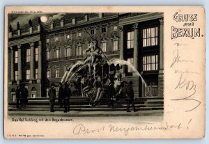 Postcard The Royal Palace with Begas Fountain Greetings from Berlin 1901