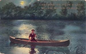 MOLINE ILLINOIS CANOEING ROCK RIVER BELOW WATCH TOWER AMUSEMENT PK POSTCARD 1911