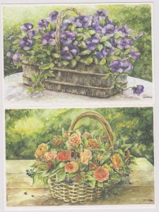 Postcards (6) Flower baskets - unused- Good condition #2075