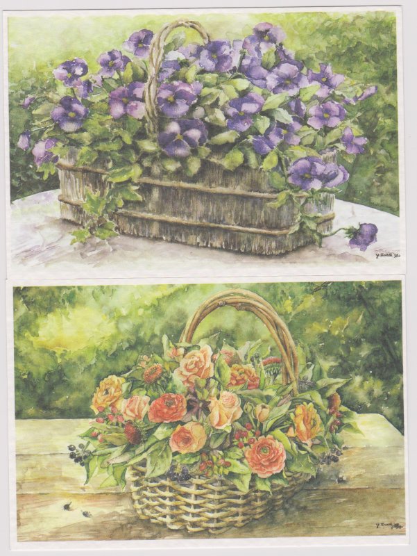Postcards (6) Flower baskets - unused- Good condition #2075