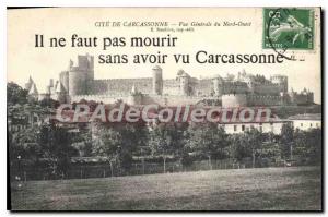 Postcard Old Cite Carcassonne Northwest Generale View