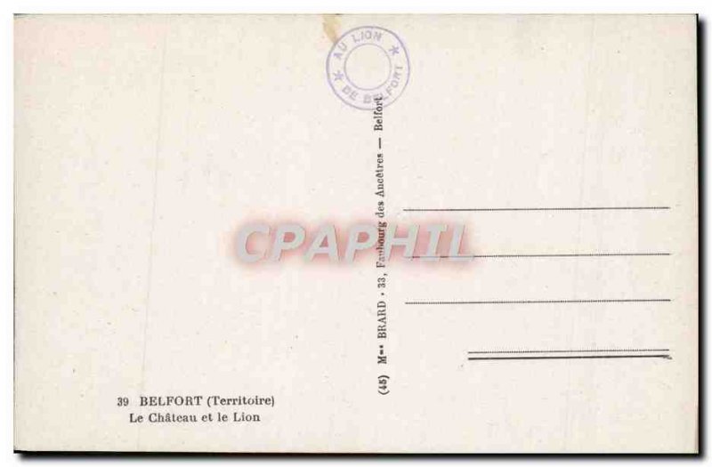 Old Postcard Belfort Castle and Lion