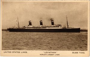 PC US, LEVIATHAN, WORLD'S LARGEST LINER, SHIP, Vintage Postcard (b45714)