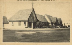 aruba, N.W.I., Dutch Style Government Building (1940s) Postcard
