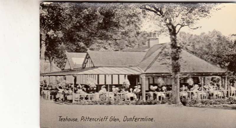 P1853 old postcard teahouse pittencrieff glen, dunfermline scotland