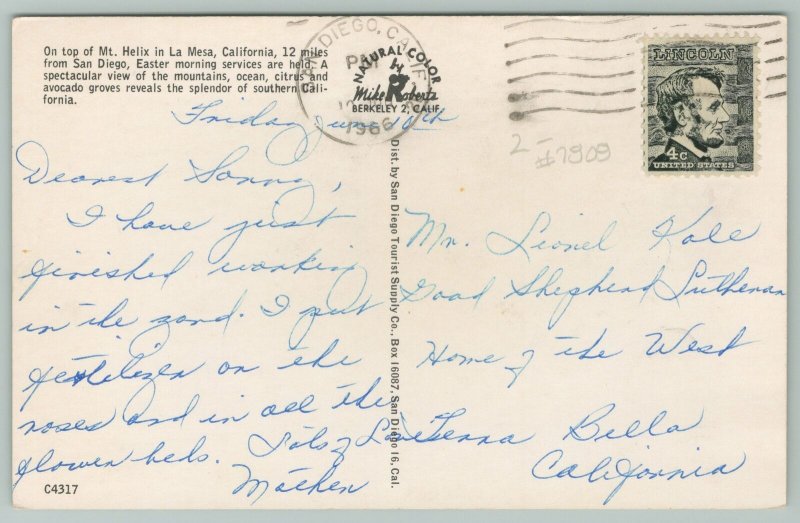 La Mesa California~Mount Helix ~Standard Chrome Postcard