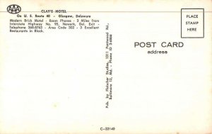 Glasgow Delaware Clay's Motel Vintage Postcard AA36831