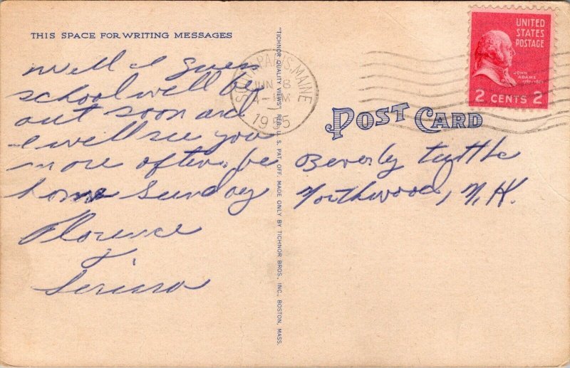 Vtg Scenic Greetings from South Paris Maine Cattle Farm 1950s Linen