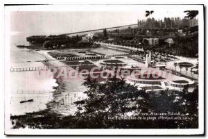 Old Postcard Aix les Bains Overview of the beach