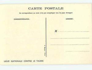 Unused Pre-Linen foreign signed FRENCH GIRL REACHES OF THE WINDOW TO BOY J4833