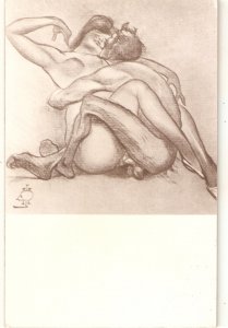 Couple Old vintage risque Spanish postcard