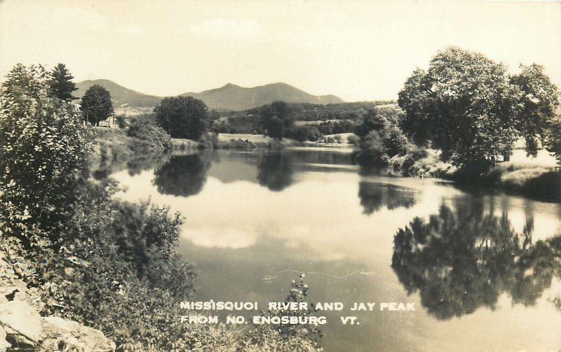 United States North Enosburg Vermont Missiquoi River and Jay Peak real photo