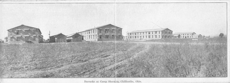 Chillicothe Ohio~Army Camp Sherman Barracks~Marked Spot~Double Attached Postcard