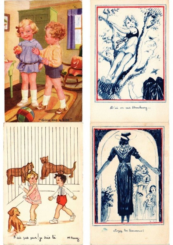 CHILDREN GREETINGS Mostly ARTIST SIGNED 100 Vintage Postcards (PART 18.) (L6155)