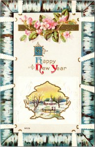 VINTAGE POSTCARD HAPPY NEW YEAR MAILED FROM KEZAR FALLS MAINE 1915 {rare town}