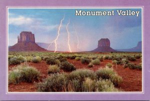 Arizona,  Monument Valley - Lightening Storm Over Mitten Buttes - [AZ-495X]