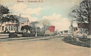 YARMOUTH NOVA SCOTIA CANADA~HEBRON-VILLAGE SCENE~1906 TINTED PHOTO POSTCARD