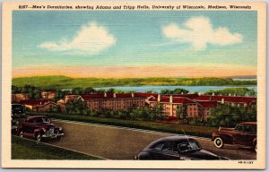 Madison Wisconsin, Men's Dormitories, Adams & Tripp Halls, University, Postcard